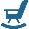 Blue rocking chair icon with a simple design.