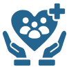 Hands holding a heart with a medical cross symbol.