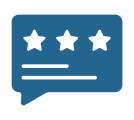 Three-star rating inside a speech bubble icon.