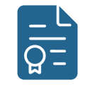 Icon of a certificate with a ribbon.