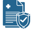 Medical document with shield and checkmark symbolizing health protection.