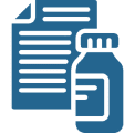 Icon of a document with a medicine bottle beside it.