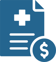 Medical bill icon with a document and dollar sign.
